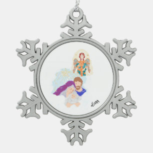 Weihnachtsschmuck : Geburt Christi Schneeflocken Zinn-Ornament
