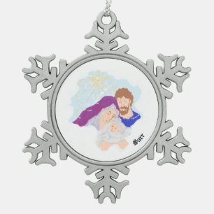 Weihnachtsschmuck : Geburt von Herrn Jesus Christu Schneeflocken Zinn-Ornament