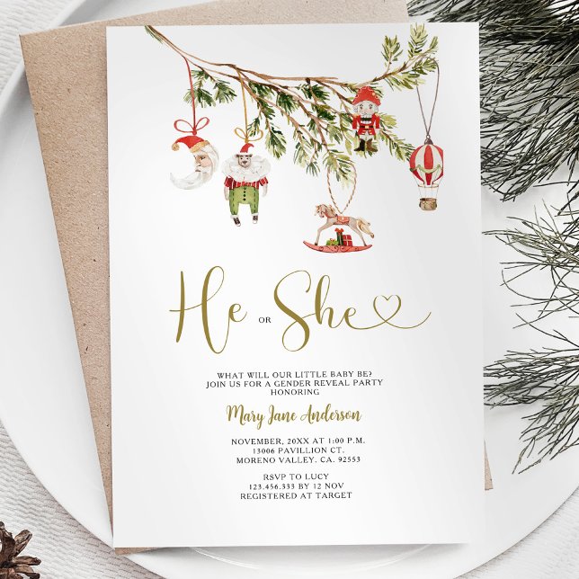 Weihnachtsschmuck - Genderoffenbarung Einladung (Von Creator hochgeladen)