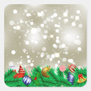 Weihnachtsschmuck Glitzer Quadratischer Aufkleber