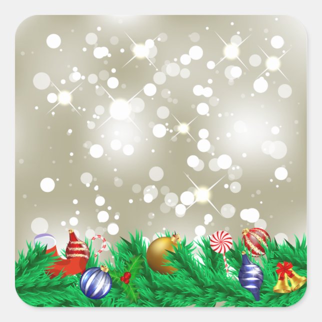 Weihnachtsschmuck Glitzer Quadratischer Aufkleber (Vorderseite)