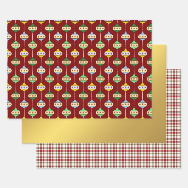Weihnachtsschmuck, Goldschmuck und Weihnachten Kar Geschenkpapier Set (Set)