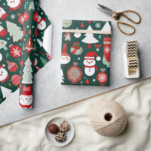 Weihnachtsschmuck Grüne Dekoration Umschlagpapier Geschenkpapier (Kunsthandwerk)