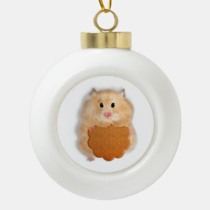 Weihnachtsschmuck, Hamster mit Keks Keramik Kugel-Ornament