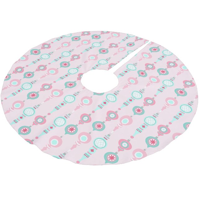 Weihnachtsschmuck Hübsch Pink Holiday Polyester Weihnachtsbaumdecke (Schrägansicht)