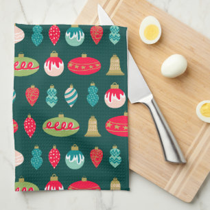 Weihnachtsschmuck im Retro-Stil Midcentury Modern Geschirrtuch