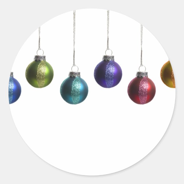 Weihnachtsschmuck in Aquamarinem Lila Rot Grün Runder Aufkleber (Vorderseite)