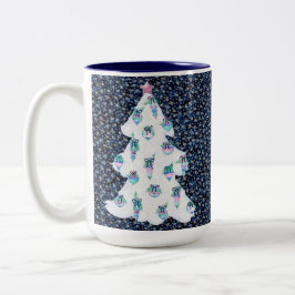 Weihnachtsschmuck in Aquarellen auf dem Weißen Bau Zweifarbige Tasse