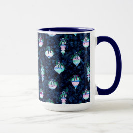Weihnachtsschmuck in Aquarellen auf Schwarz und Bl Tasse