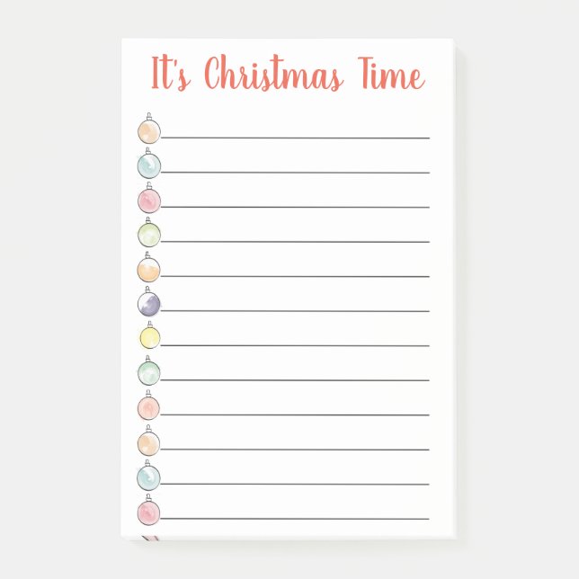 Weihnachtsschmuck in Aquarellform Post-it Klebezettel (Vorderseite)