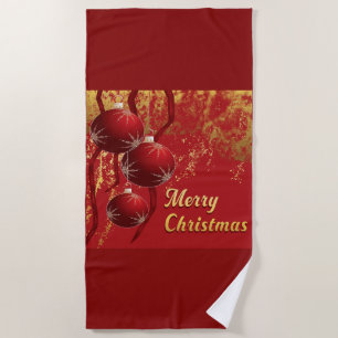 Weihnachtsschmuck in Luxusrot und Gold Strandtuch