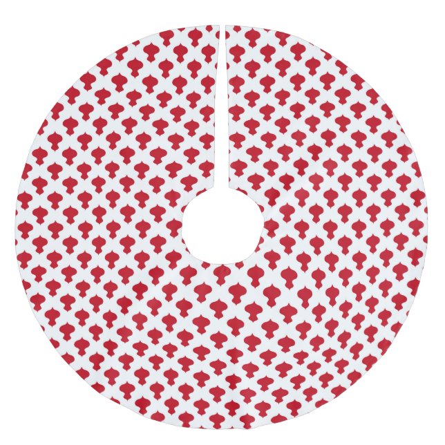 Weihnachtsschmuck in niedlichem Rot Polyester Weihnachtsbaumdecke (Vorderseite)