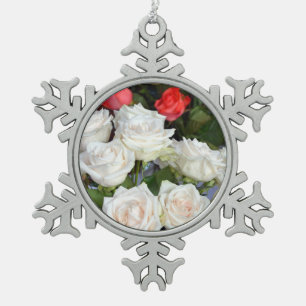 Weihnachtsschmuck in Rot-Weiß-Rose Schneeflocken Zinn-Ornament