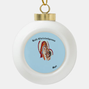 Weihnachtsschmuck : Jungfrau Maria mit Christus Keramik Kugel-Ornament