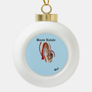Weihnachtsschmuck : Jungfrau Maria mit Christus Keramik Kugel-Ornament