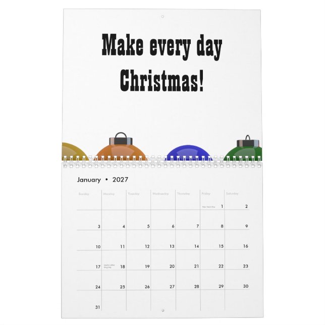 Weihnachtsschmuck Kalender (Jan 2027)