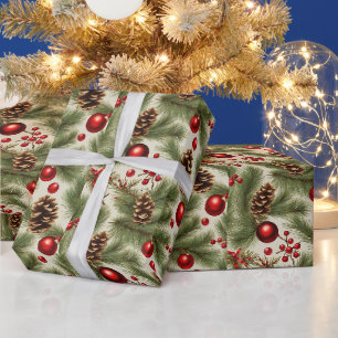 Weihnachtsschmuck, Kiefernfüße, Kiefernzweige Geschenkpapier