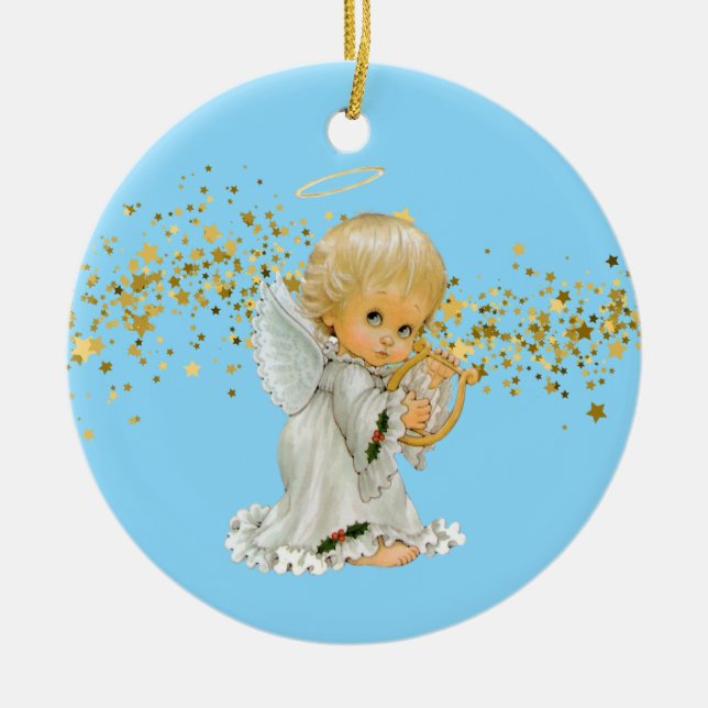 Weihnachtsschmuck-Kleine Engel Keramik Ornament (Vorne)