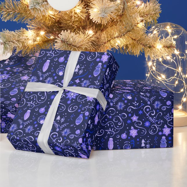 Weihnachtsschmuck Lichter Blumenbeete Lila Weihnac Geschenkpapier (Feiertage)