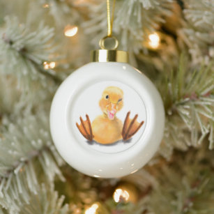 Weihnachtsschmuck mit Happy Playful Duck Keramik Kugel-Ornament