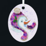 Weihnachtsschmuck mit Happy Snowman - Funny<br><div class="desc">Weihnachtsschmuck mit Happy Snowman In Lila rosa Beanie Winter Hat Spaß Weihnachtsgemälde Sammlung - Wählen / Fügen Sie Ihren einzigartigen Text / Name / Farbe - Make Your Special Christmas Ornament Geschenk - Größe und verschieben oder entfernen / Elemente hinzufügen - Bild / Text mit Anpassungstool. Malerei und Design von...</div>