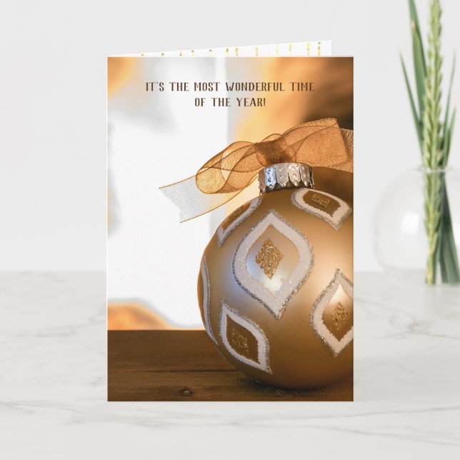 Weihnachtsschmuck mit Kamin Feiertagskarte (Vorderseite)