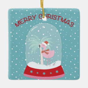 Weihnachtsschmuck mit rosa Flamingo