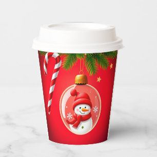 Weihnachtsschmuck mit Schneemann Pappbecher