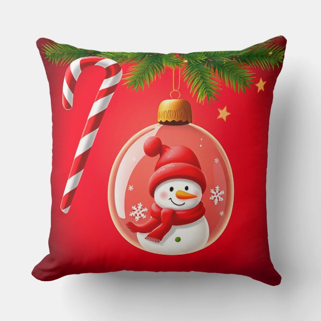 Weihnachtsschmuck mit Snowman Kissen (Vorderseite)