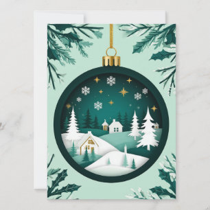 Weihnachtsschmuck mit Winterlandschaft Karte