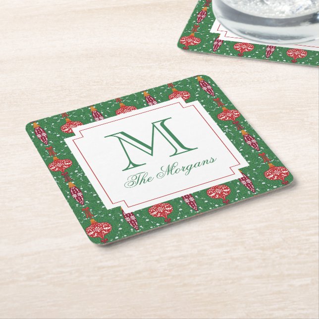 Weihnachtsschmuck Monogram Rechteckiger Pappuntersetzer (angewinkelt)