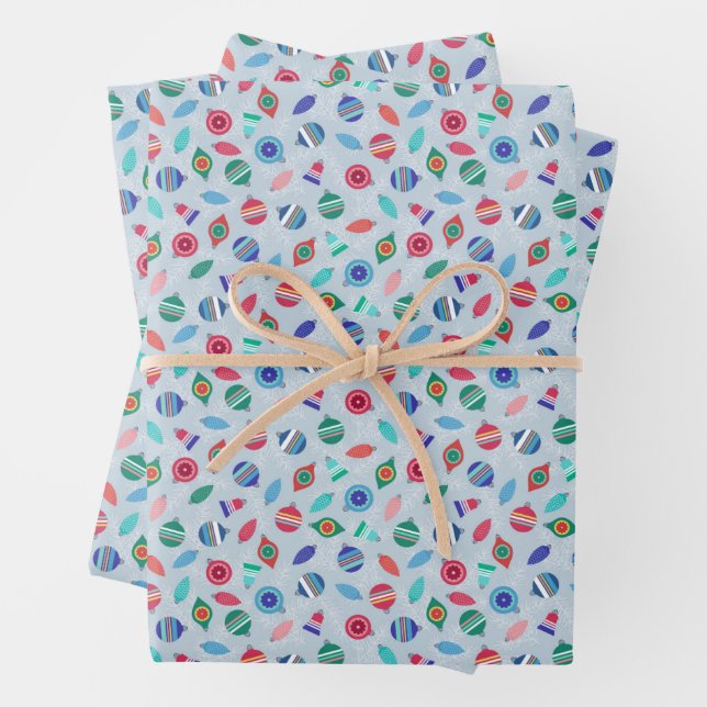 Weihnachtsschmuck Multicolor Retro Inspiriert Geschenkpapier Set (Beispiel)