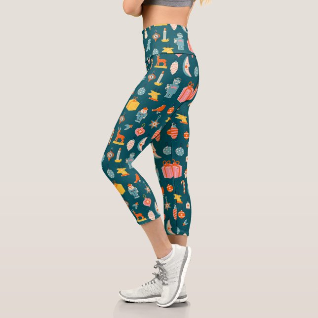 Weihnachtsschmuck Muster Capri Leggings (Links)