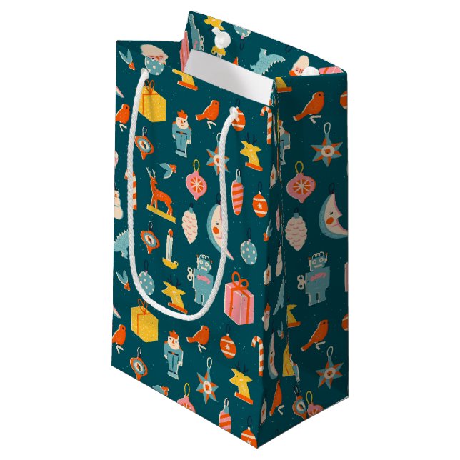 Weihnachtsschmuck Muster Kleine Geschenktüte (Vorderseite Schrägansicht)