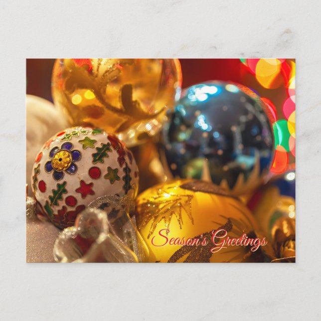 Weihnachtsschmuck Nah Postkarte (Vorderseite)