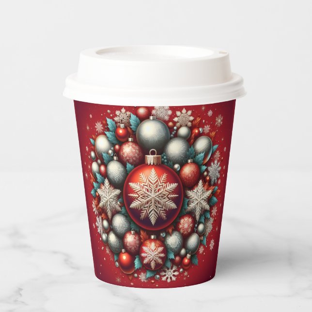 Weihnachtsschmuck-Papierbecher. Pappbecher (Vorderseite)