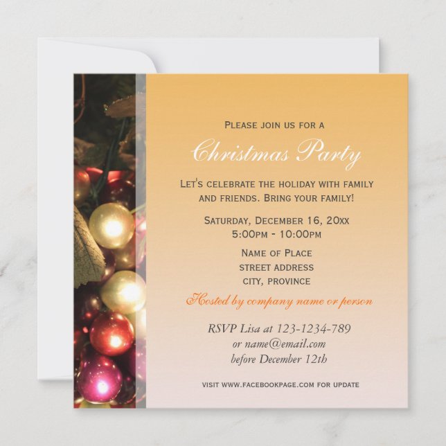 Weihnachtsschmuck-Party Einladung (Vorderseite)