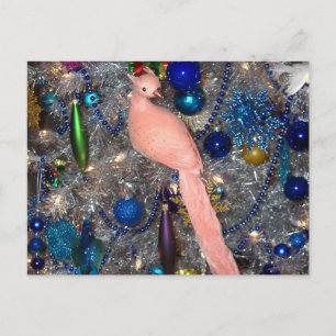 Weihnachtsschmuck Peach Pfau Feiertagspostkarte