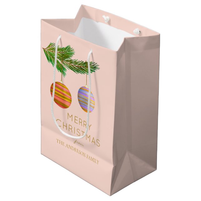Weihnachtsschmuck Personalisiert Mittlere Geschenktüte (Vorderseite Schrägansicht)