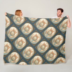 Weihnachtsschmuck Pfirsich und Beige Art Nouveau Fleecedecke
