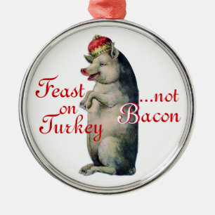 Weihnachtsschmuck, Pig King, No Bacon Ornament Aus Metall