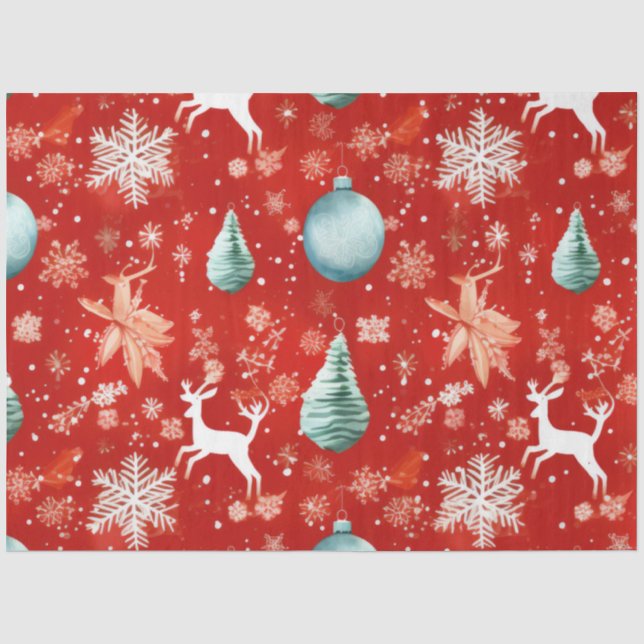 Weihnachtsschmuck Rentier Schneeflocken Weihnachte Seidenpapier (Vorderseite)
