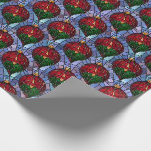 Weihnachtsschmuck Rot Grün Blau Bleiglas  Geschenkpapier