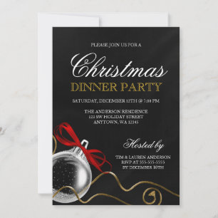 Weihnachtsschmuck Roter Bow Dinner Party Einladung