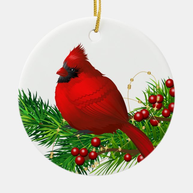 Weihnachtsschmuck-Roter Kardinal Keramik Ornament (Vorne)