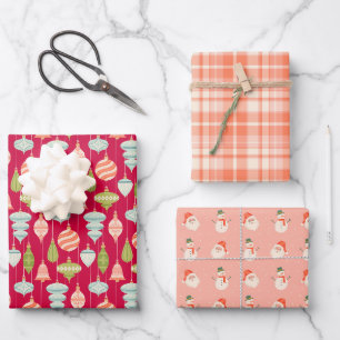 Weihnachtsschmuck, Schneemann und Santa Geschenkpapier Set