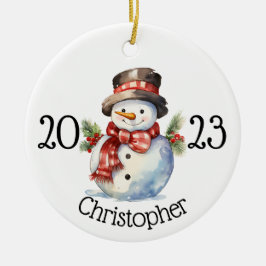 Weihnachtsschmuck, Schneemannsschmuck Keramik Ornament