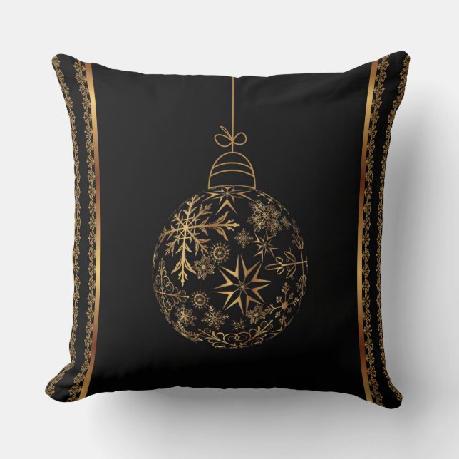Weihnachtsschmuck Schwarz & Golden Platz Kissen (Vorderseite)