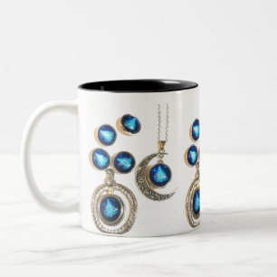 Weihnachtsschmuck Tree blau schwarzer heller Mond Zweifarbige Tasse