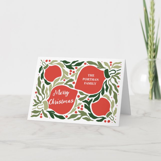 Weihnachtsschmuck und Foliage Holiday Foto Karte (Vorderseite)